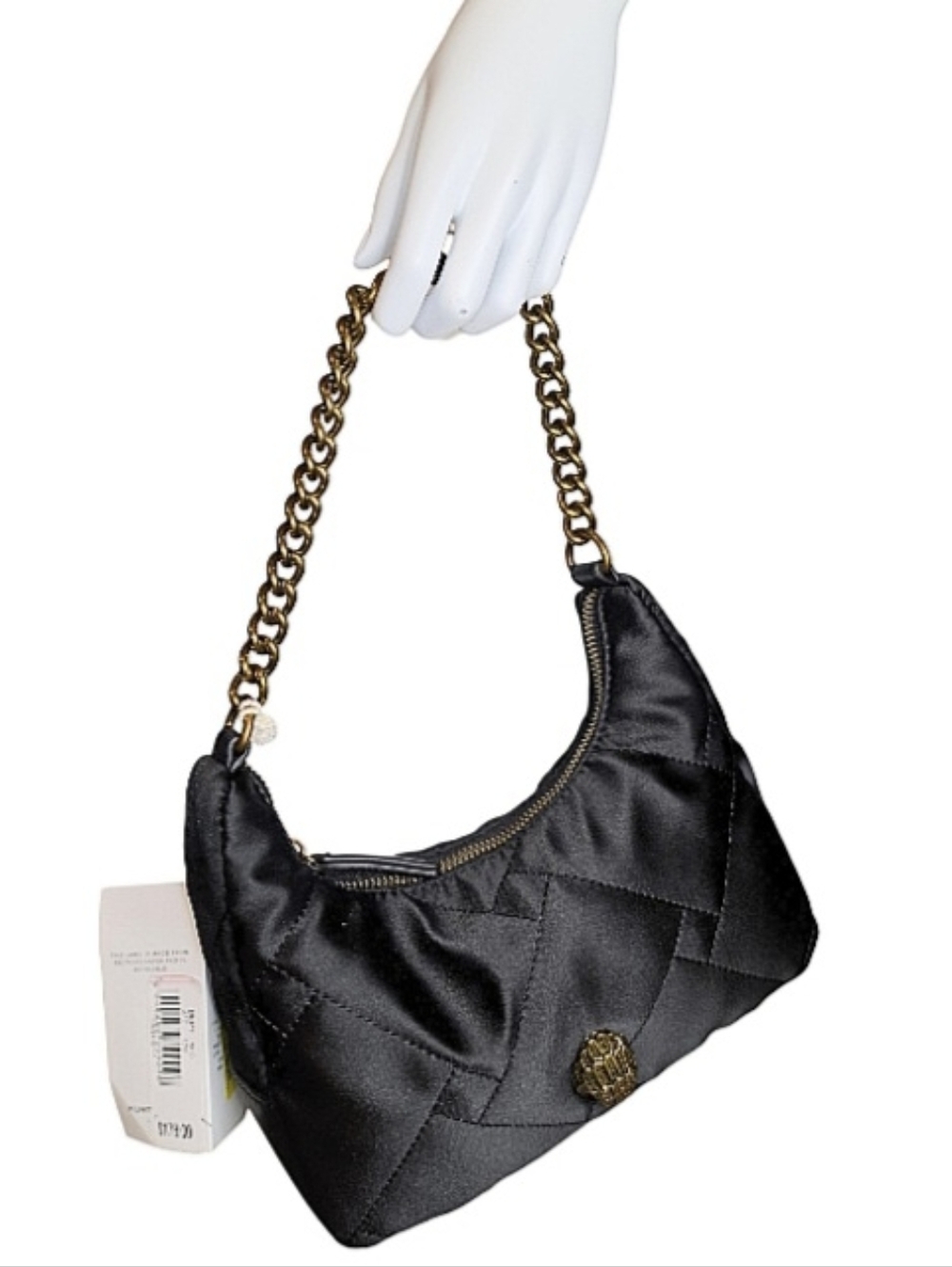New! Kurt Geiger London Multi Crossbody Bag Black Quilted Satin